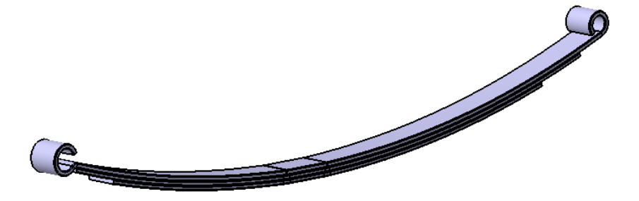 hyperworks钢板弹簧六面体网格划分、自由和夹紧刚度及疲劳寿命仿真分析的图1